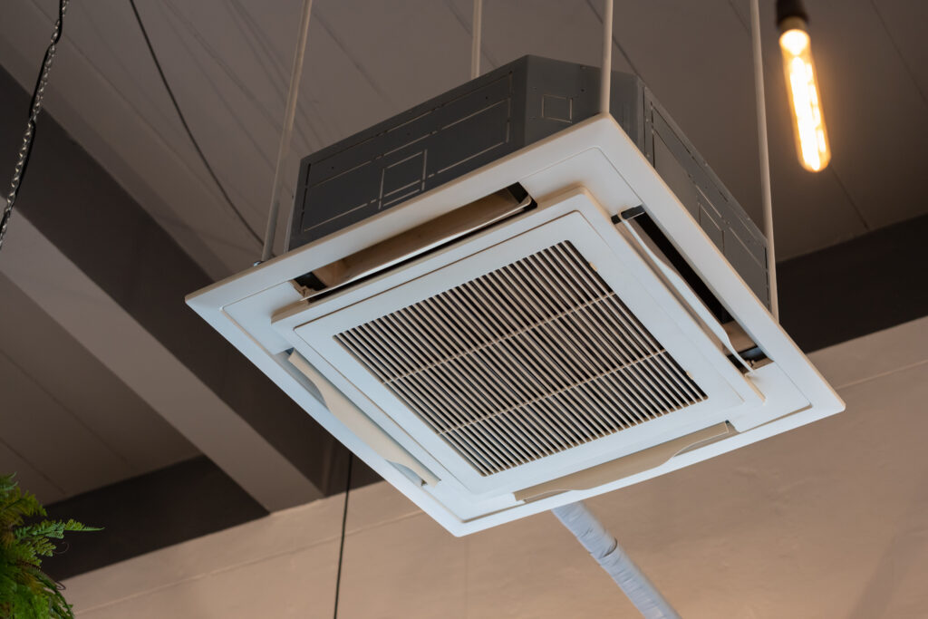 air condition hanging from ceiling. cassette type air conditione